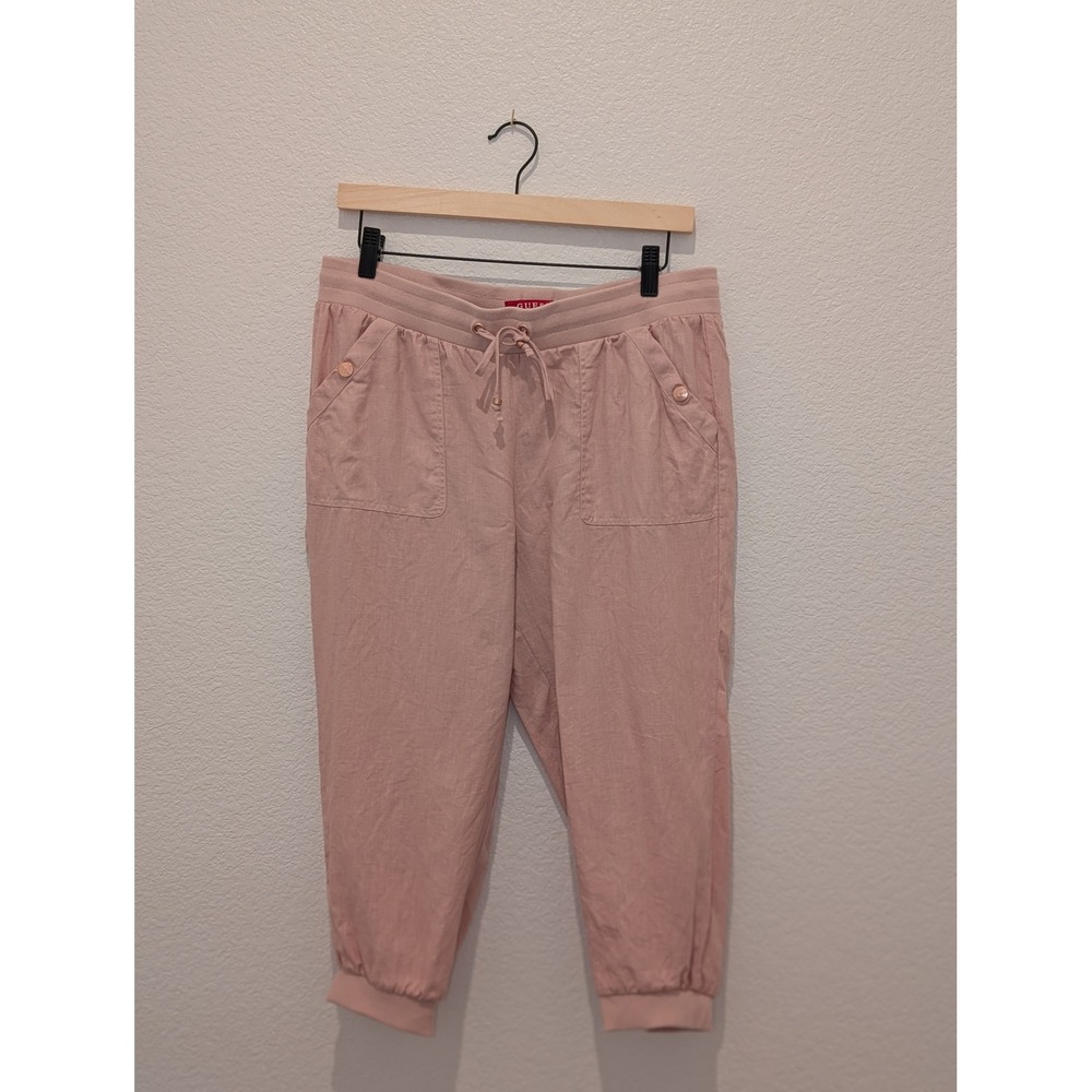 Guess Womens Pink 100% Linen Jogger Pants Size M